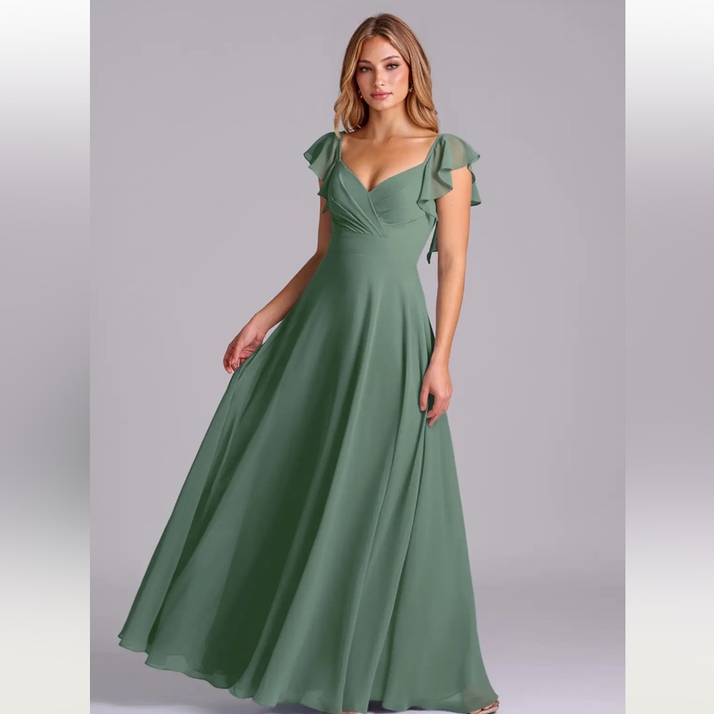 Azazie Leilani - Chiffon in Eucalyptus NWT